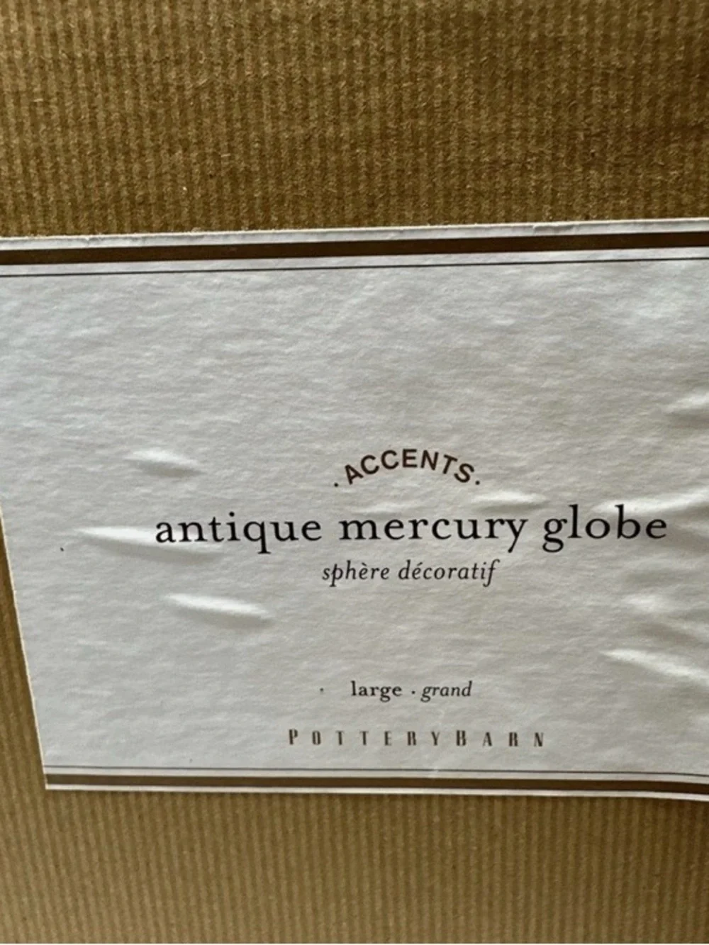 Pottery Barn Silver Mercury Glass Sphere